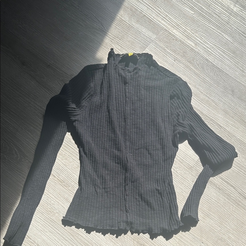 Circus by Sam Edelman Black Ribbed Blouse